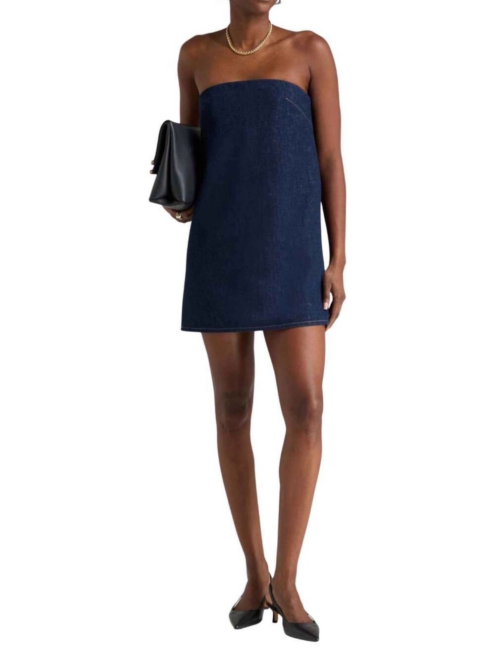 FRAME Atelier Strapless Denim Mini Dress Acquaintance Dark Wash Tube Shift 6